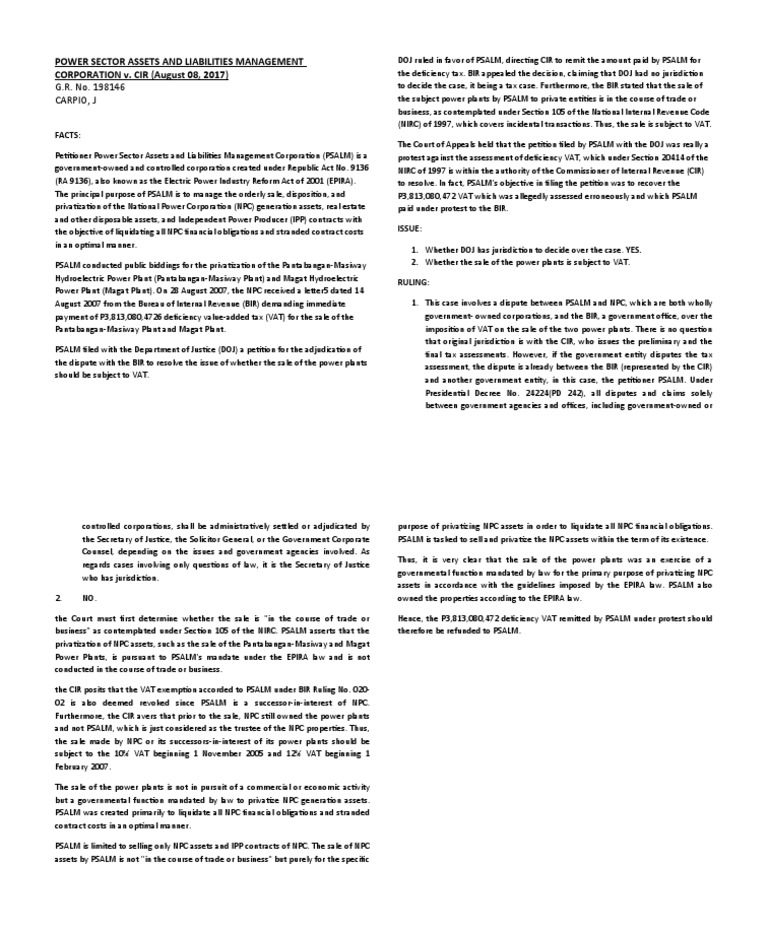 POWER SECTOR ASSETS AND LIABILITIES MANAGEMENT CORPORATION Vs CIR PDF