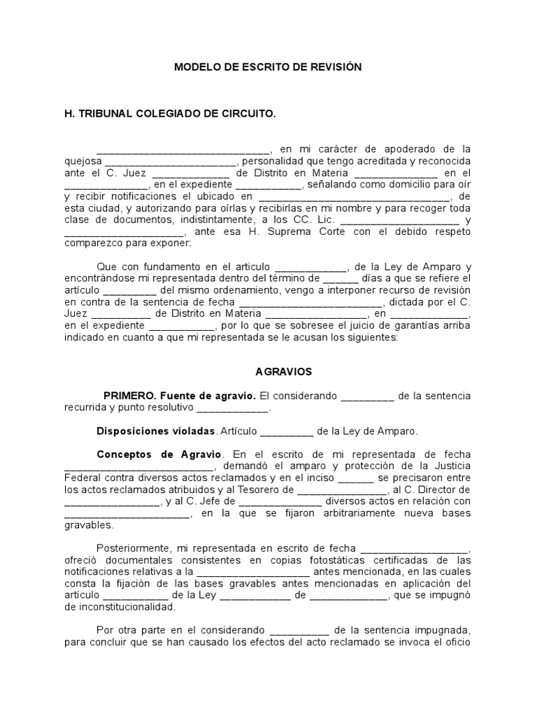 Modelo de Escrito de Revision | PDF | Legislación | Sentencia (ley)