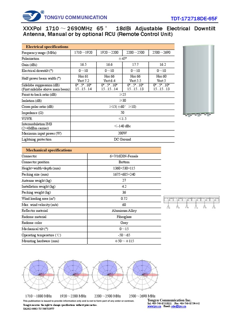 TDT 172718de 65F | PDF | Antenna (Radio) | Decibel