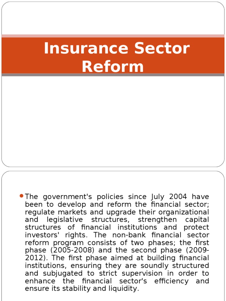 Insurance Sector Reform Overview | PDF | Insurance | Financial Services