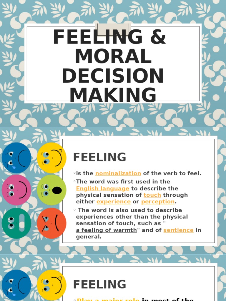 Feelings in Moral Decision Making | PDF | Reason | Feeling
