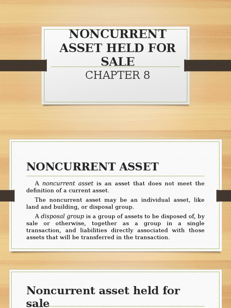 CHAPTER 8 Noncurrent Asset Held For Sale PDF Write Off Fair Value