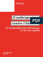 Lanthropocene Contre Lhistoire