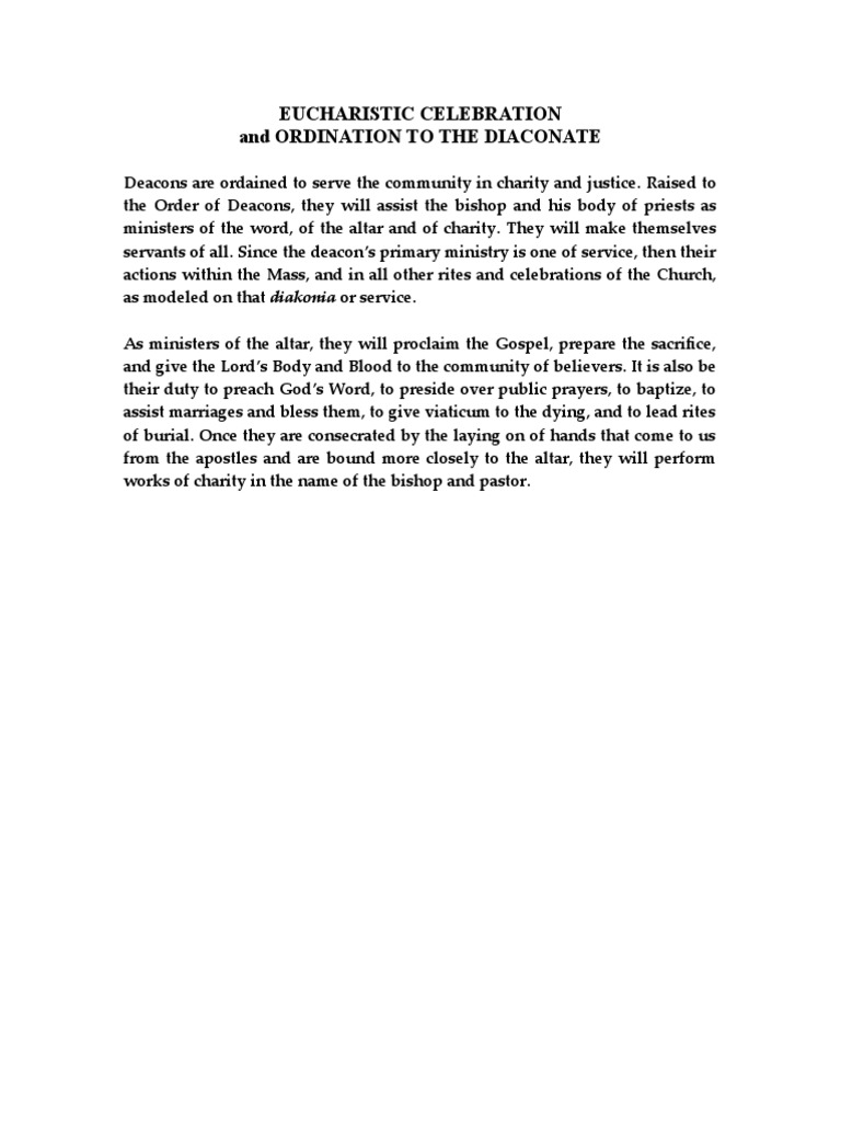 Deacon Ordination Letter