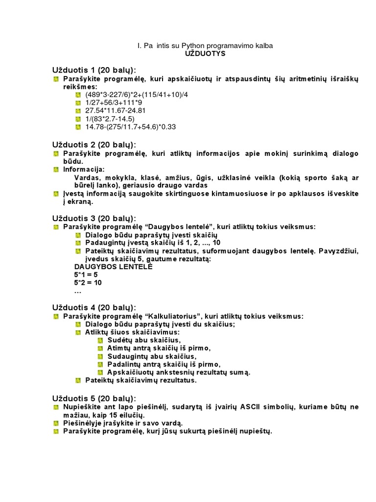 Užduotys PYTHON | PDF