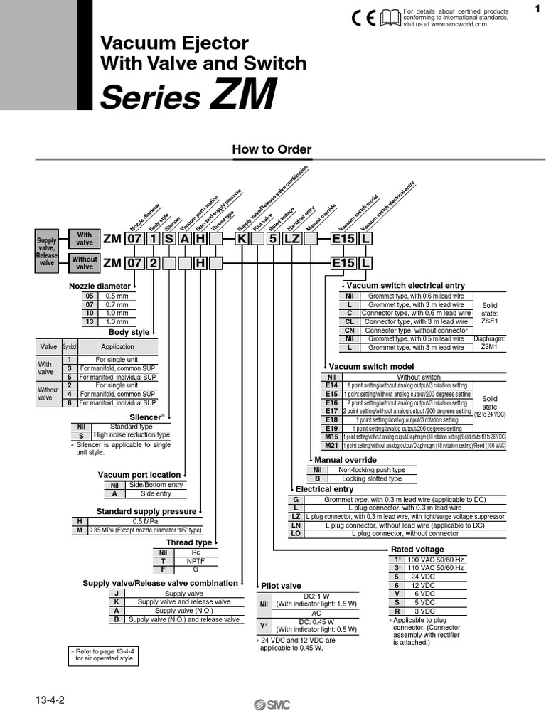 ZM Series Vacuum Ejectors | PDF | Vacuum Tube | Valve