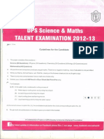 DPS Science - Maths Talent Exam - 2012-13