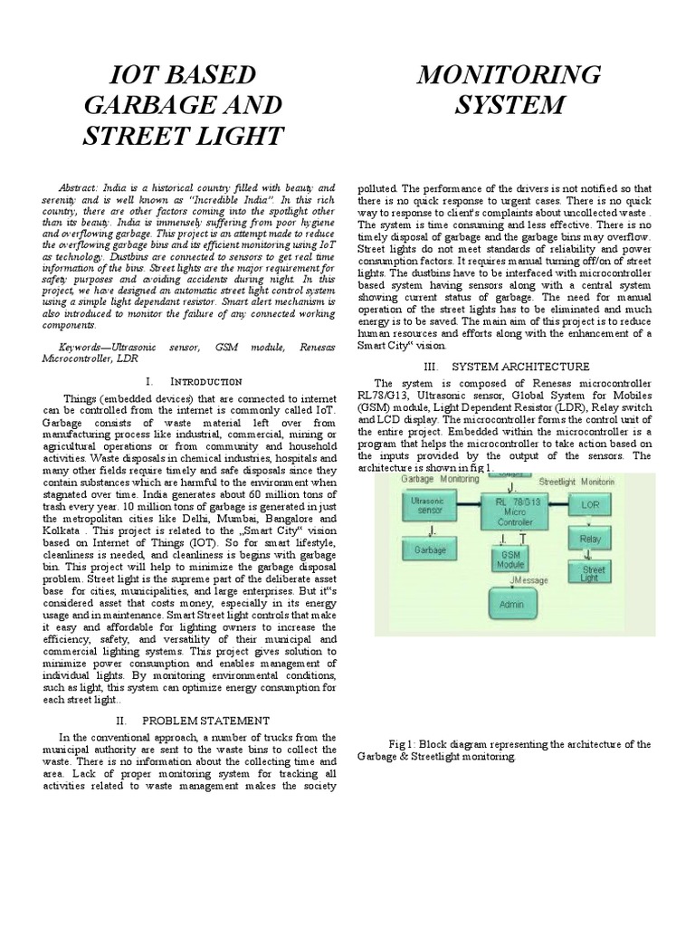 Iot Based Garbage and Street Light Monitoring System PDF