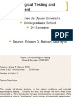 Psychological Testing and Assessment: Ateneo de Davao University Undergraduate School 2 Semester