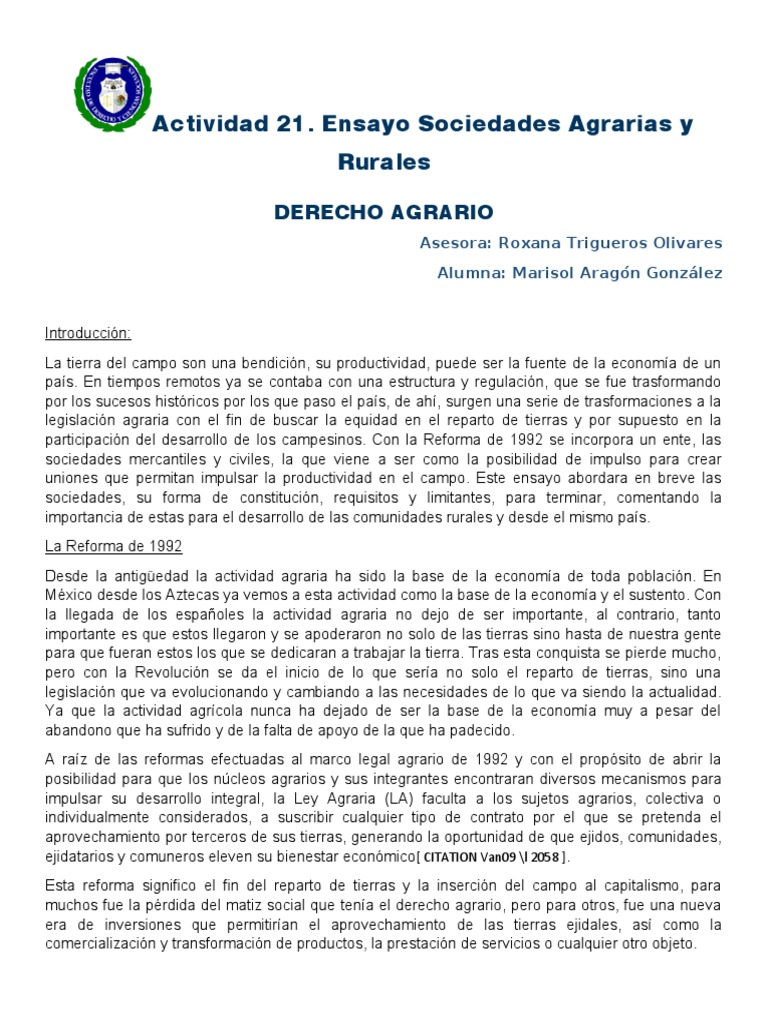 Sociedades Agrarias y Rurales | PDF | Sociedad de responsabilidad ...