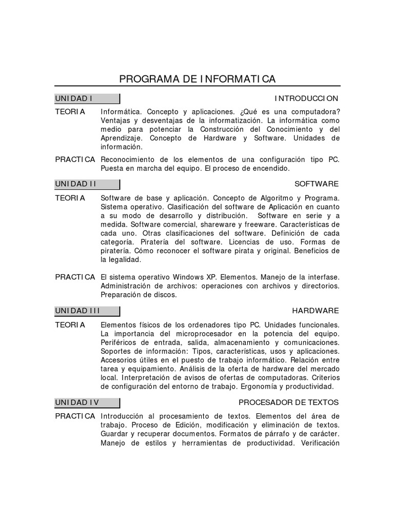 Introducción al Programa de Informática | PDF | Programa de computadora ...