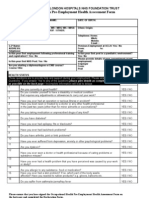 Occupational Health Pre-Employment Health Assessment Form March 08