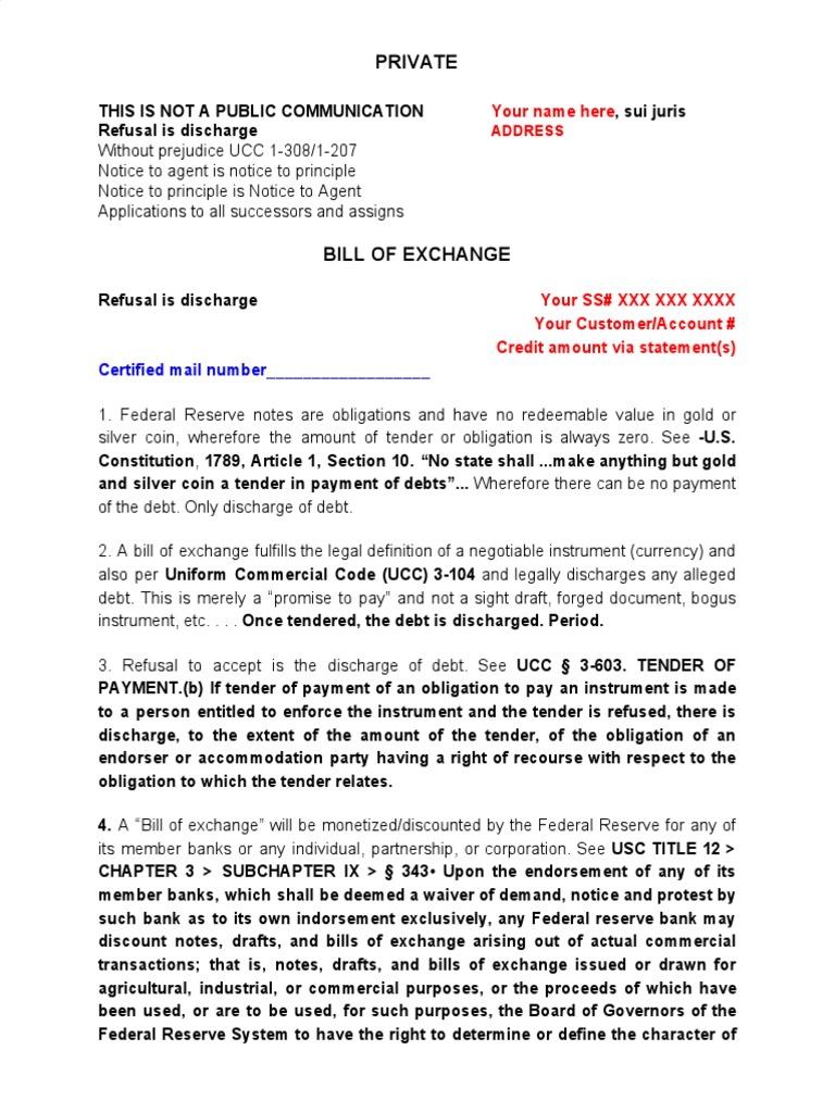 Private Document Tender of Payment | PDF | Legal Tender 