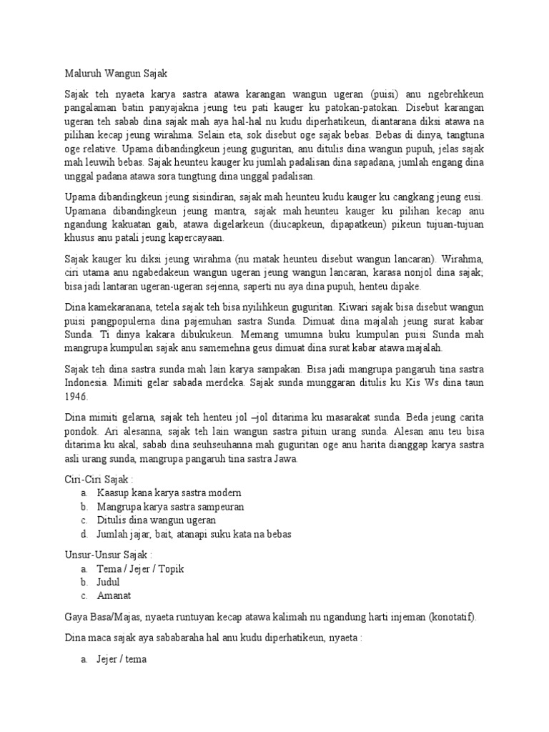 Tugas Bahasa Sunda Kelas X Sajak Pdf