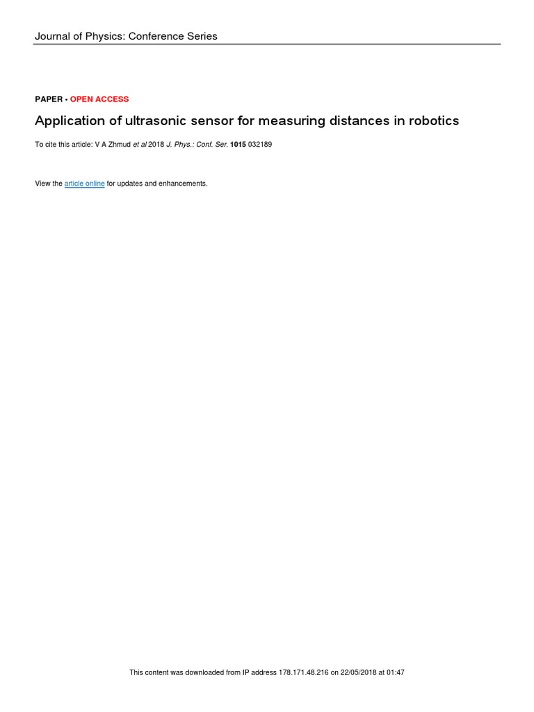 Ultrasonic Sensors in Robotics Distance Measurement | PDF | Ultrasound ...