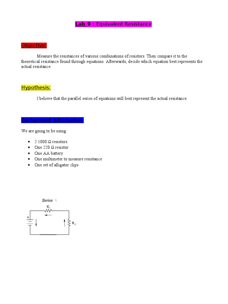 Measuring Equivalent Resistance Lab | PDF | Resistor | Electrical ...