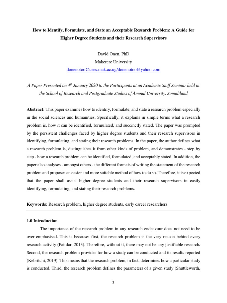 Formulating Research Problems in Academia | PDF | Hypothesis ...