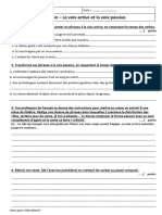 Voix Active Et Voix Passive 3ème Contrôle À Imprimer PDF