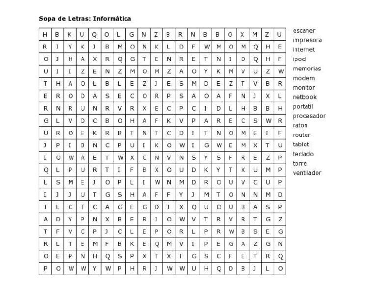 Sopa de Letras Informática | PDF