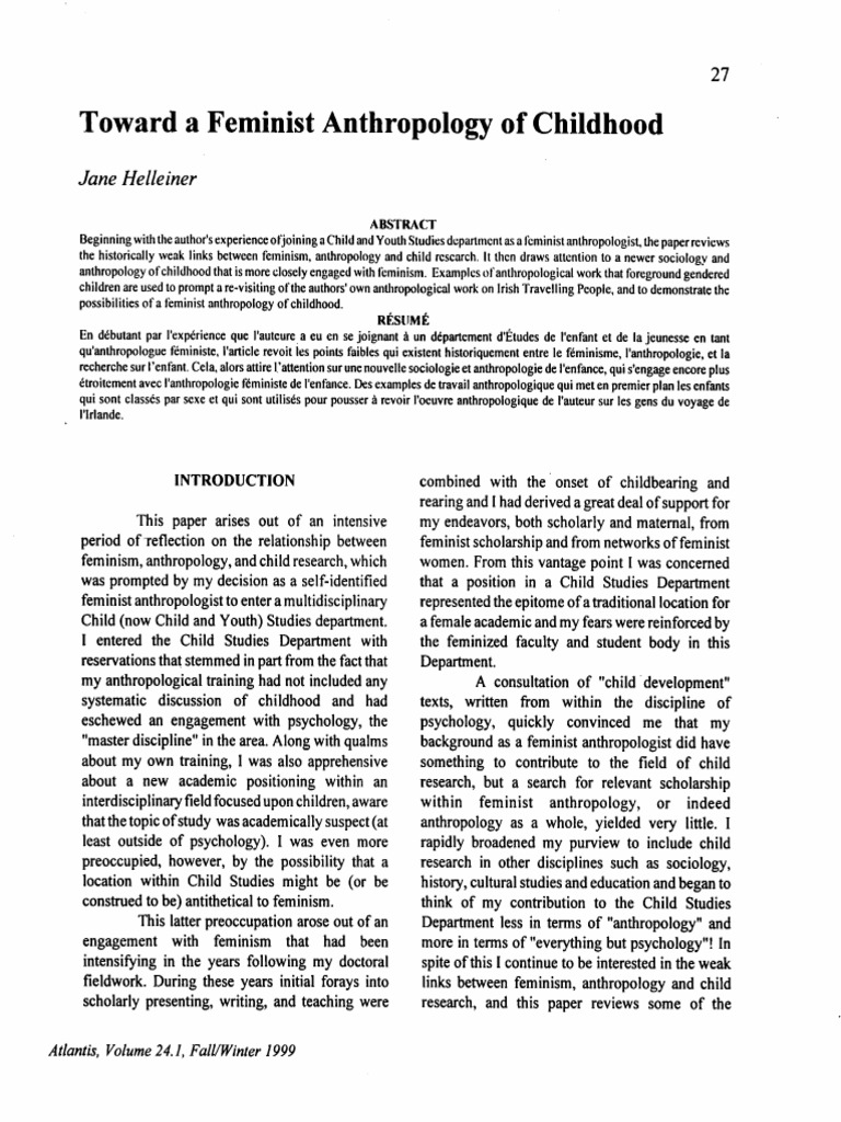 Feminist Perspectives on Childhood Research | PDF | Feminism | Gender ...