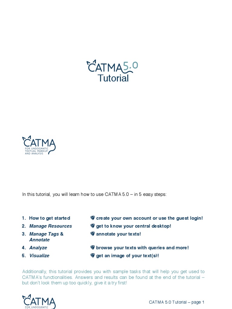 CATMA 5.0 User Guide: 5 Steps to Mastery | PDF | Annotation | Tag ...