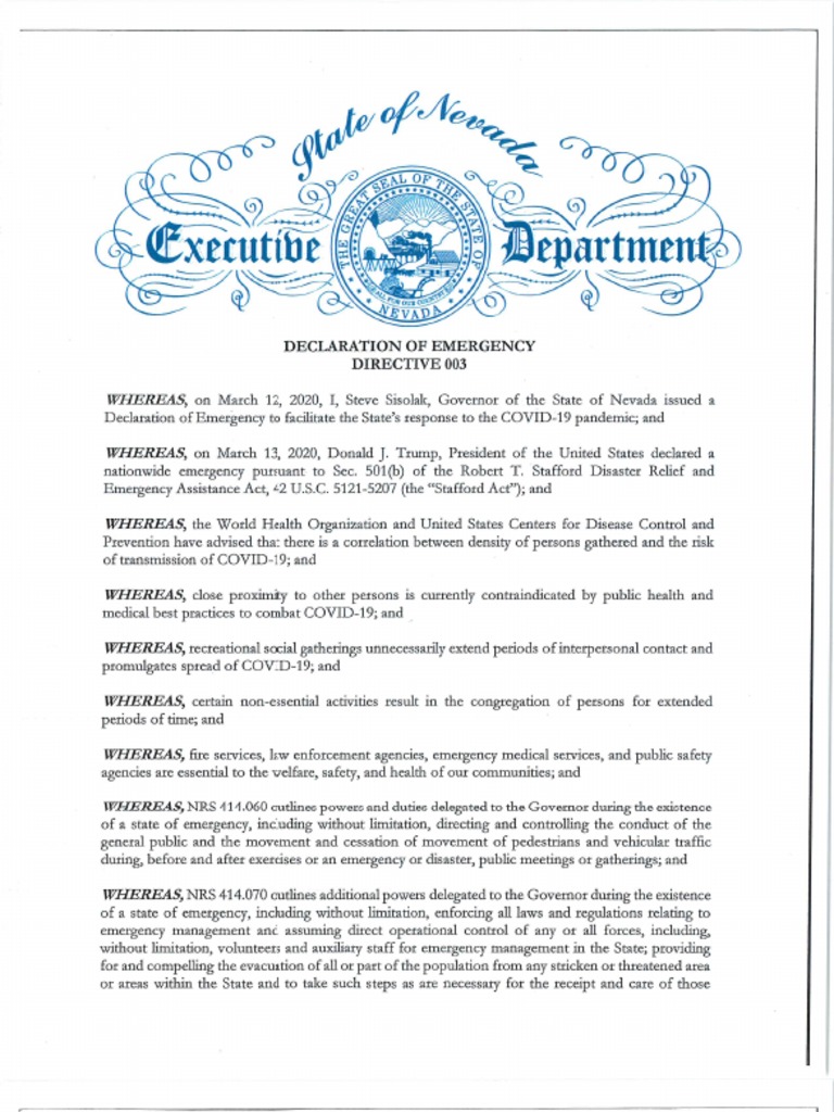 3.20 Declaration of Emergency Directive 003 | PDF