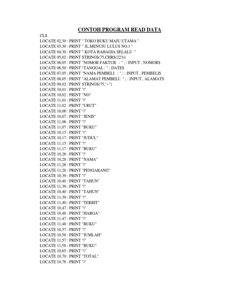 Program Input Data Toko Buku | PDF