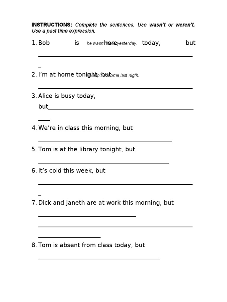 Hoja de Ingles para Tercero PDF