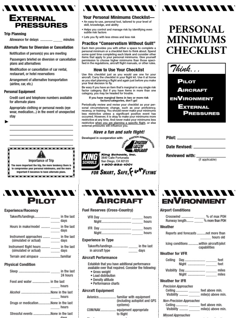 Personal Minimums Checklist PDF | PDF | Instrument Flight Rules ...