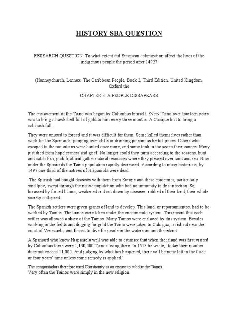 History Sba Research | PDF | Christopher Columbus | Spanish ...