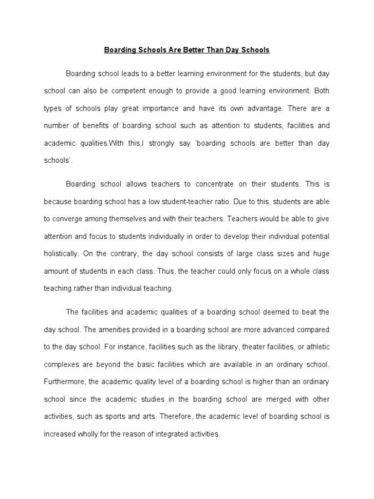argumentative essay on boarding schools