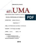 DETERMINACION ALBUMINA Y GLOBULINA Analisis Clinico