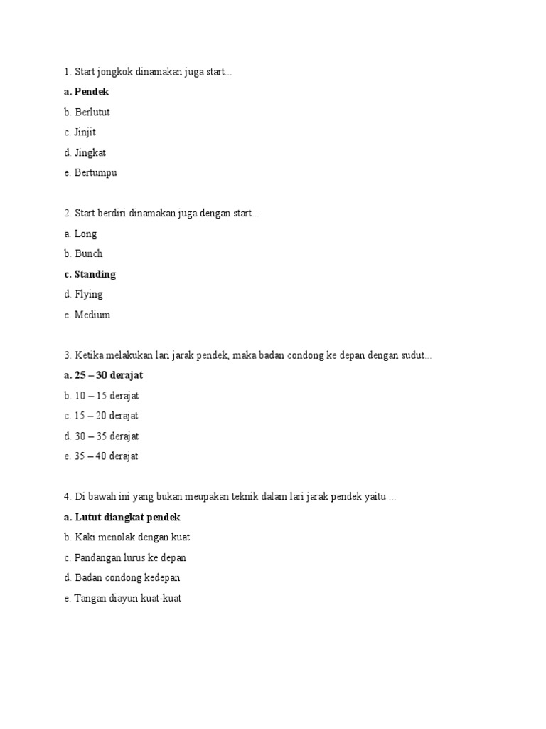 Olahraga Atletik Langsung Jawaban Pdf