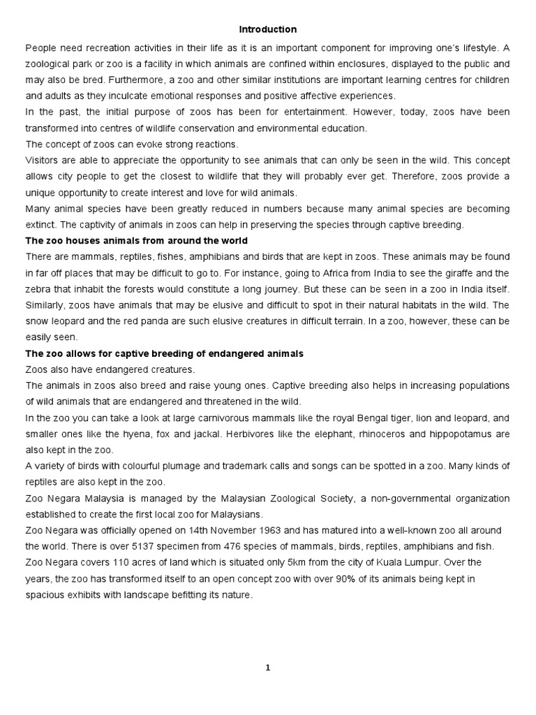 Background Of Zoo Negara Pdf Zoo Organisms