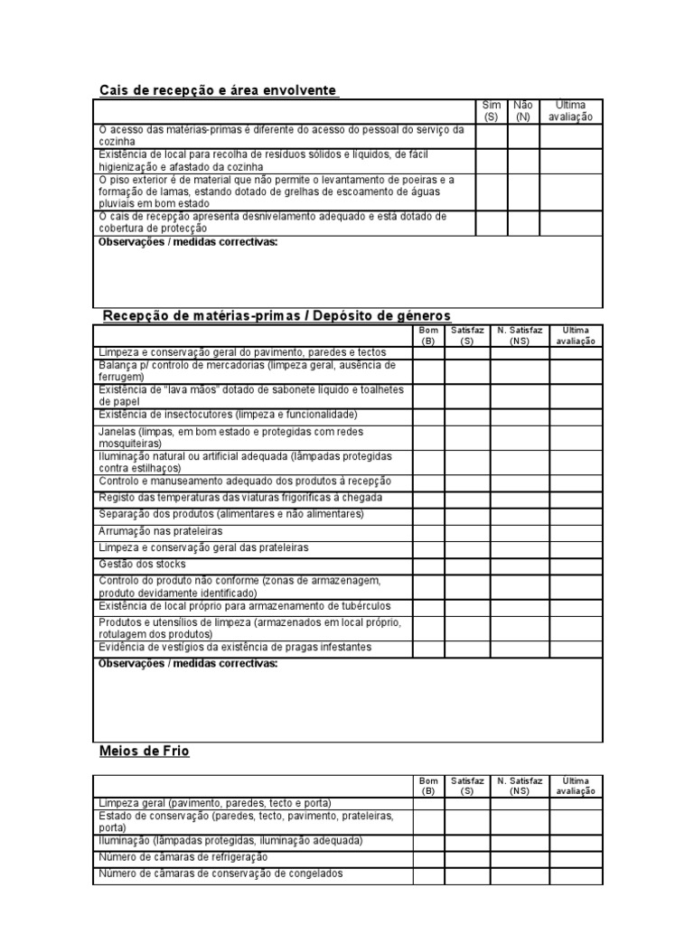 Modelo de Check List | PDF | Segurança dos alimentos | Desperdício, image size:768x1024