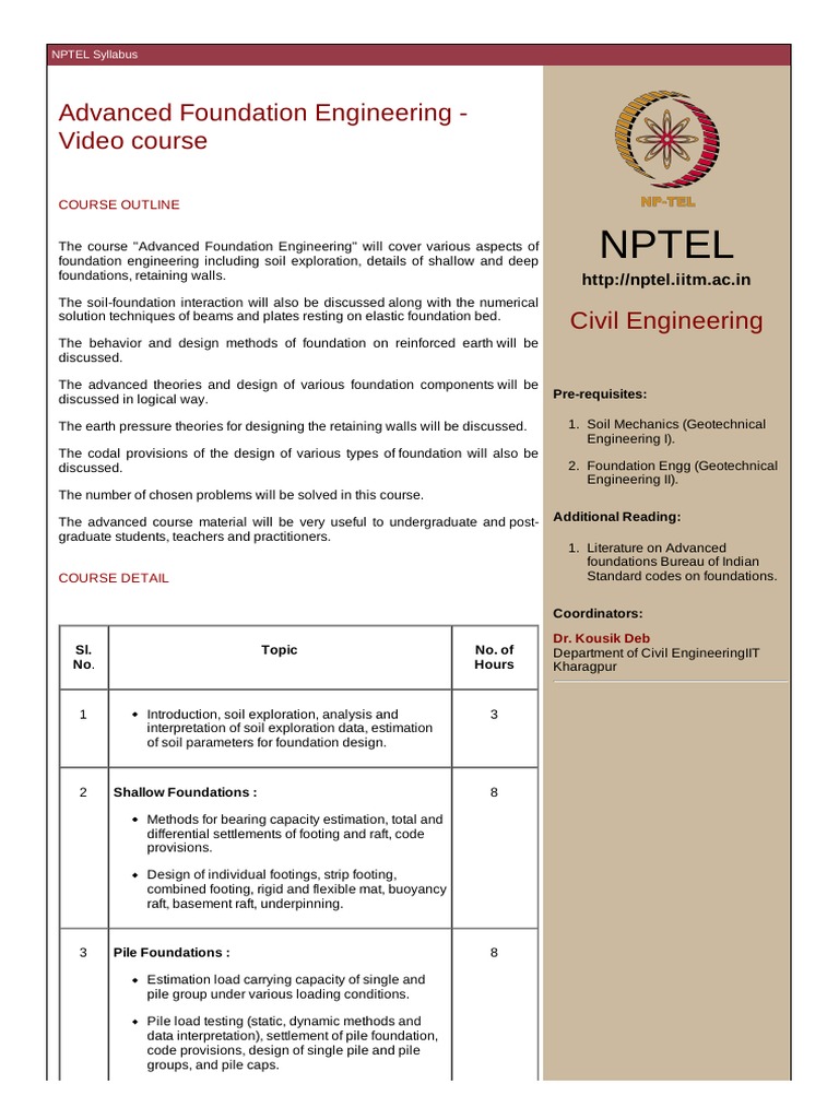 Advanced Foundation Engineering Course | PDF | Foundation (Engineering ...
