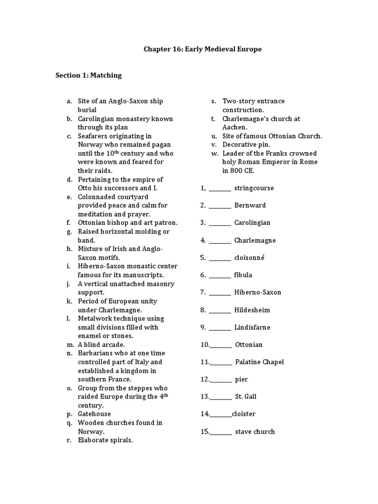 CHP - 16 Test - Medieval Europe | PDF | Middle Ages | Charlemagne