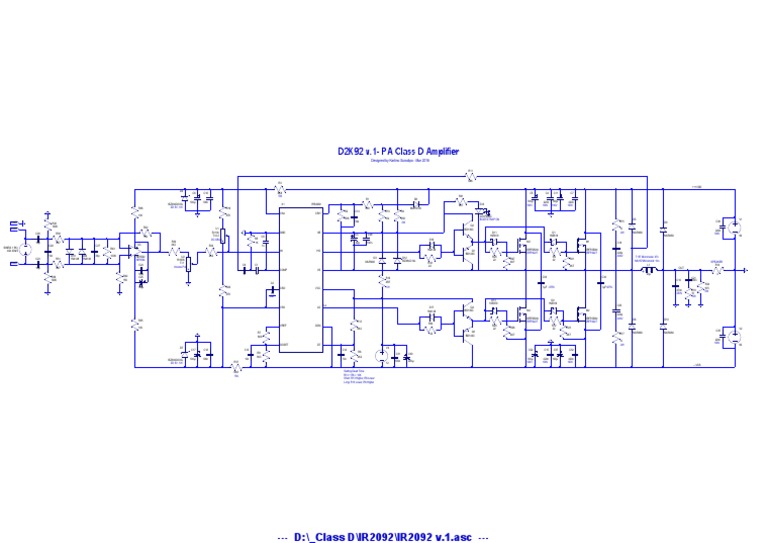 IRS2092 Class D Amplifier Schematic | PDF