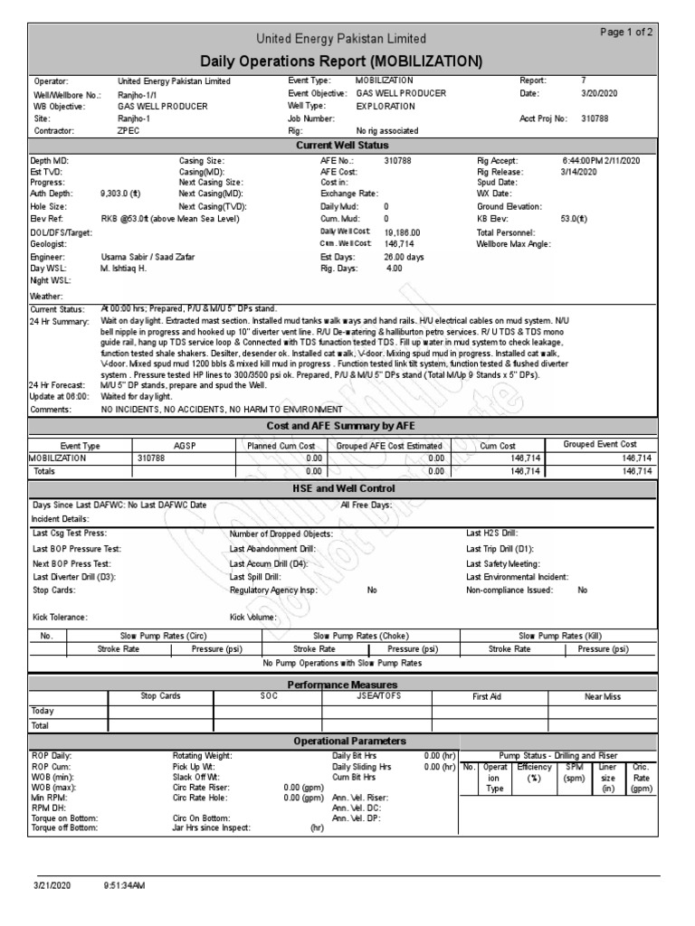 Well Control Mobilization Report | PDF | Drilling Rig | Oil Well
