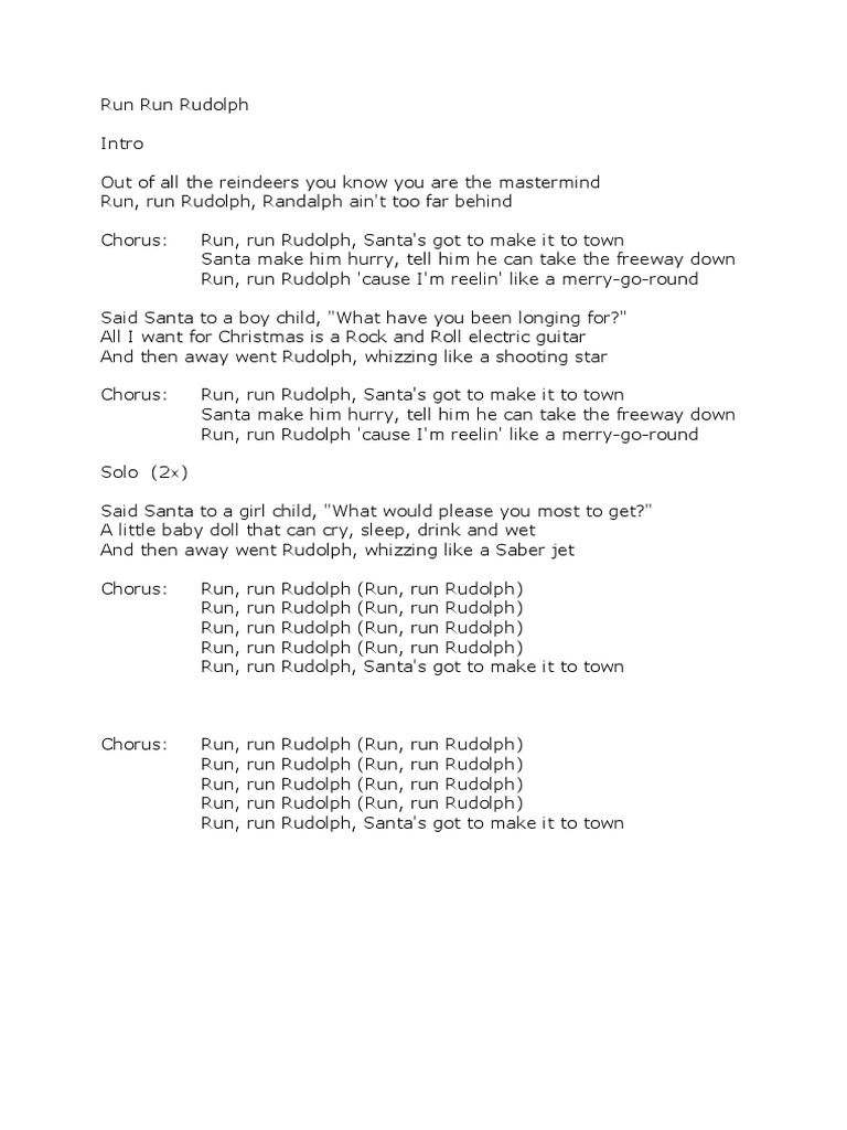 Run Run Rudolph Lyrics | PDF