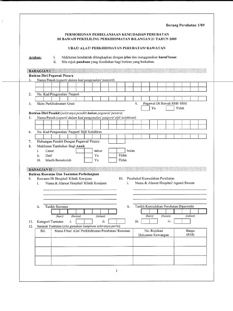 Borang Perubatan 01 09 Pdf