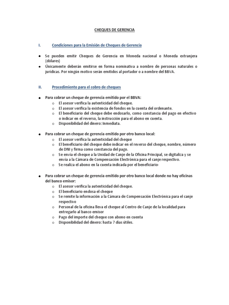 Cheques De Gerencia Pdf Cheque Tecnología Financiera