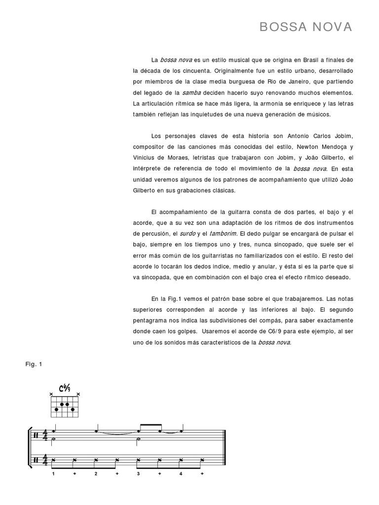 Acordes y Ritmos de Bossa Nova | PDF | Ritmo | Acorde (Música)