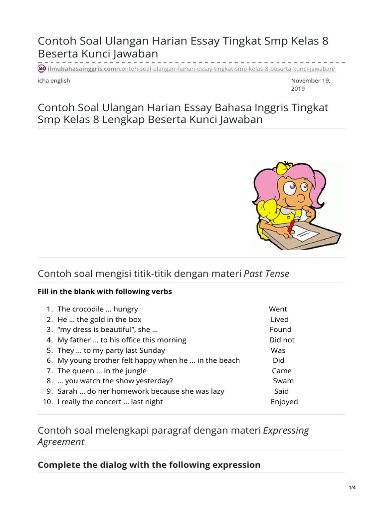 Contoh Soal Essay Bahasa Inggris Guru Paud