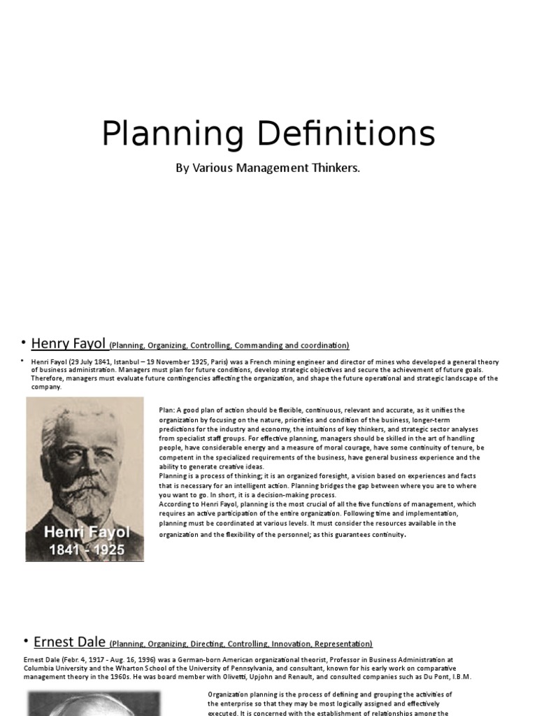 Planning Definition PDF Planning Goal