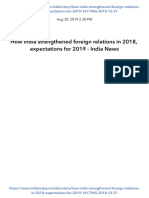 How India Strengthened Foreign Relations in 2018, Expectations For 2019 - India News PDF