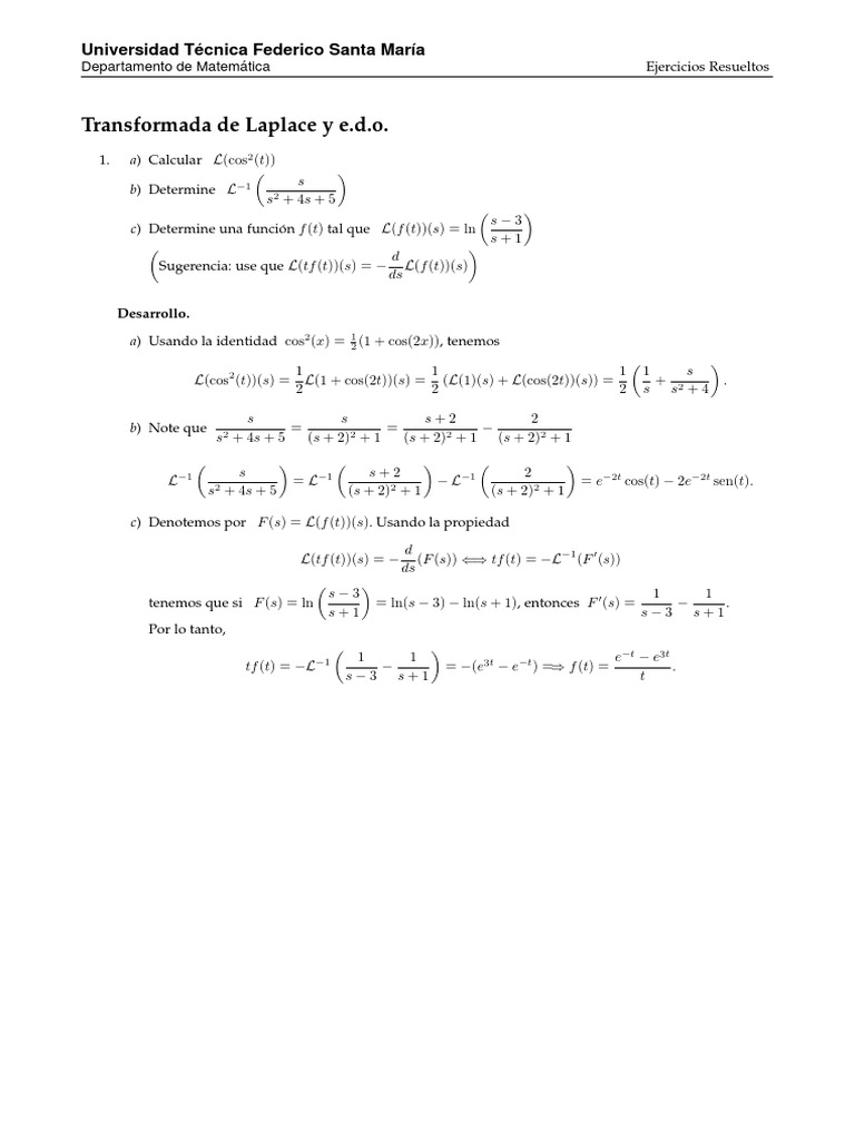 Ejercicios Resueltos de Laplace | PDF | Transformada de Laplace ...