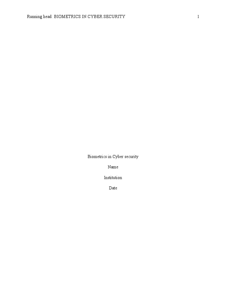 BiometricsinCybersecurity 1 | PDF | Biometrics | Computer Security