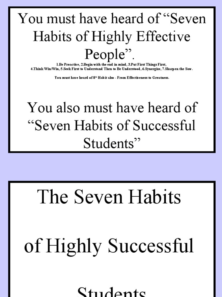 Seven Habits of Highly Successful Students | PDF | Procrastination ...