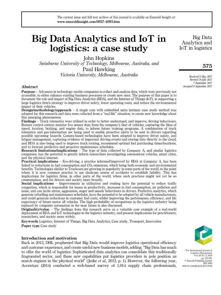 Big Data, IoT & Logistics PDF | PDF | Internet Of Things | Big Data